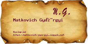 Matkovich Györgyi névjegykártya